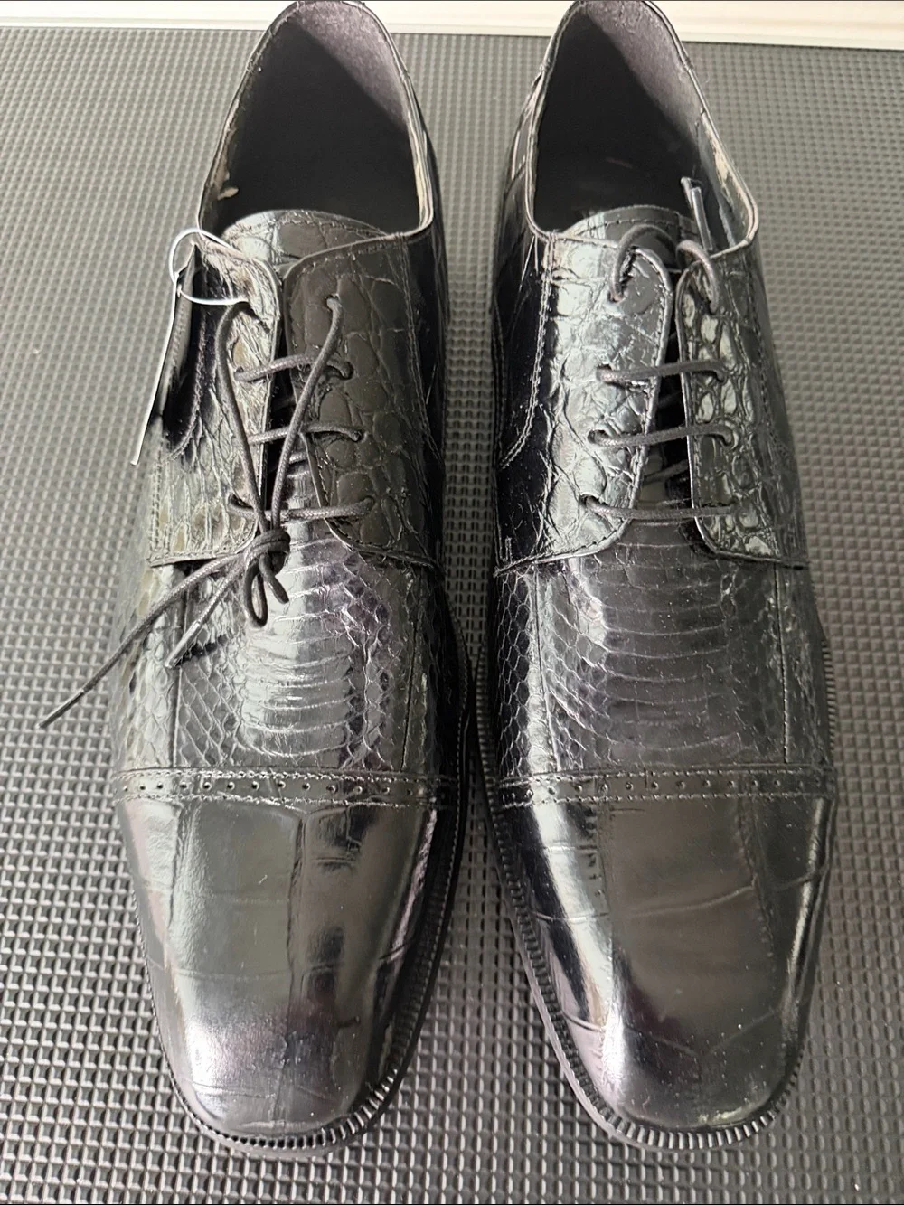 Stacy Adams Genuine Snake Leather Black Dress Shoes Mens 14M
